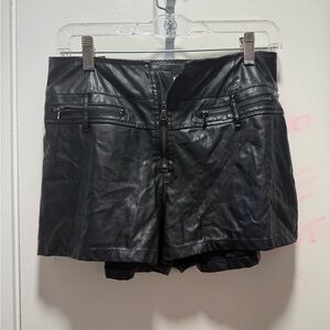 Ramisu Black High Waist Faux Leather Shorts